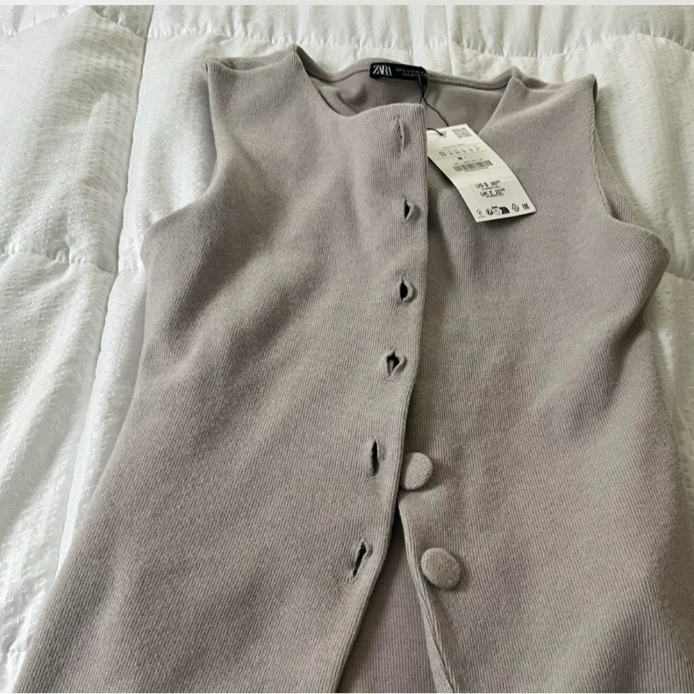 Zara Taupe Knit Vest